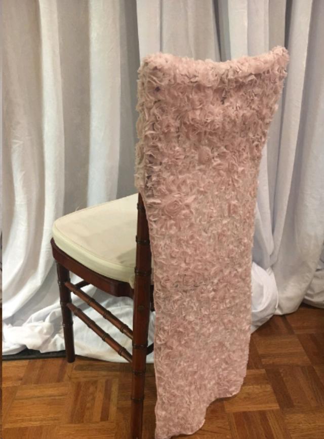 Where to rent CHAIR COVER LUSH CHIFFON BLUSH in Cornelius NC