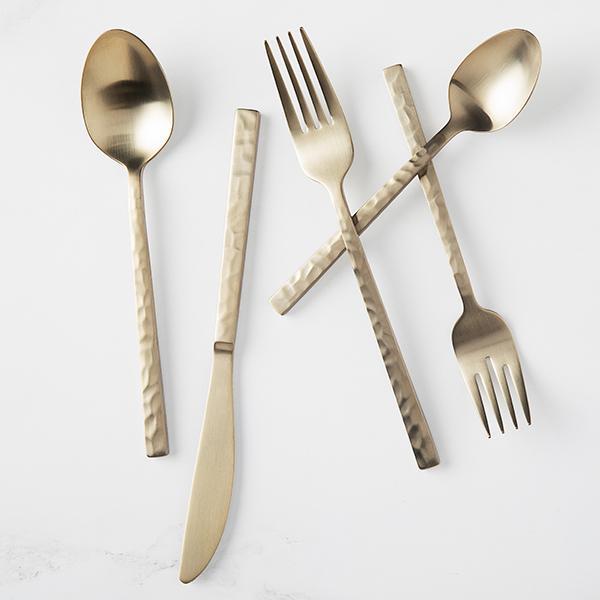 Where to find BRUSHED HAMMERED CHAMPAGNE SALAD FORK in Cornelius